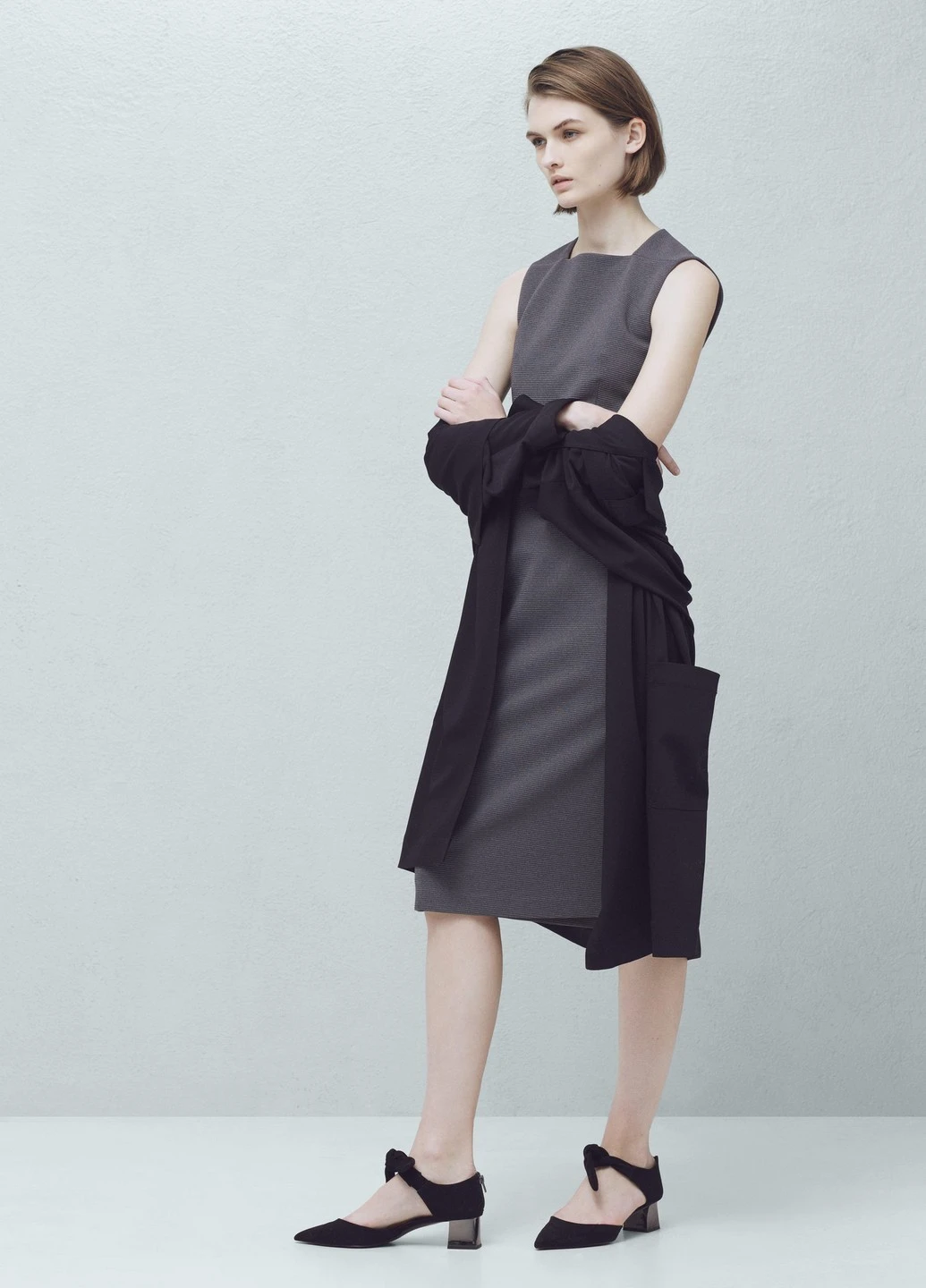 Серое кэжуал платье Mango однотонное