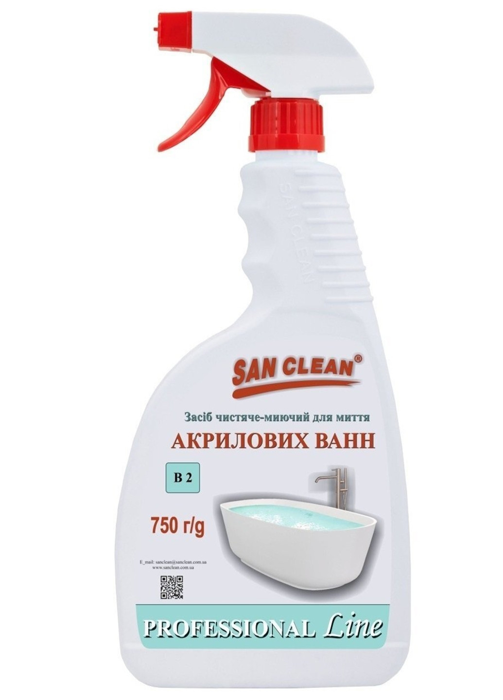 Засіб для чищення Prof Line для миття акрилових ванн, 750 г San Clean 4820003544235 (257175625)
