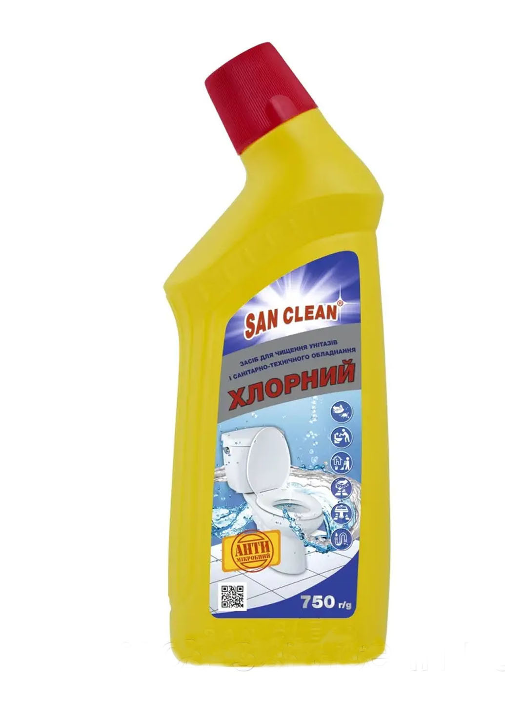 Средство для чистки унитаза Сан Клин Мастер Клинер хлорный, 750 мл San Clean 4820003543337 (257175630)