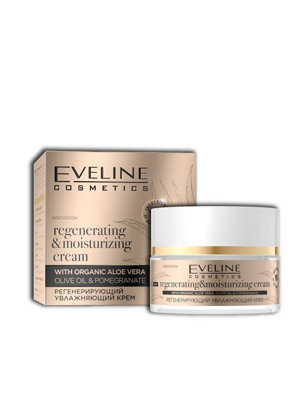 Регенеруючий зволожуючий крем eveline серії organic gold, 50мл Eveline Cosmetics 5903416030218 (257175733)