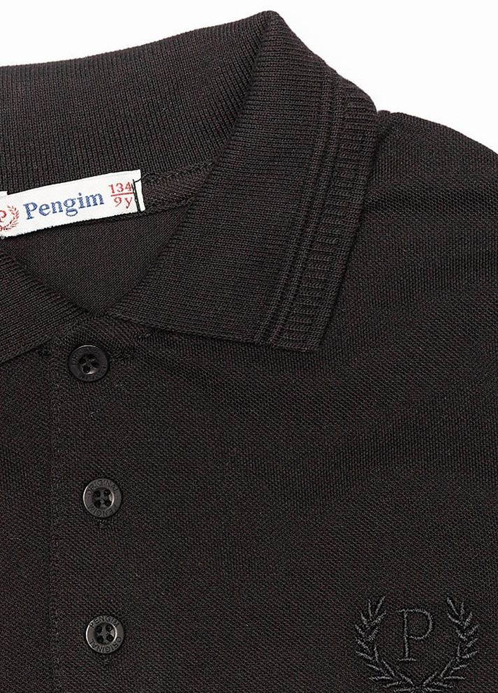 Черная детская футболка-поло для мальчика для мальчика Pengim