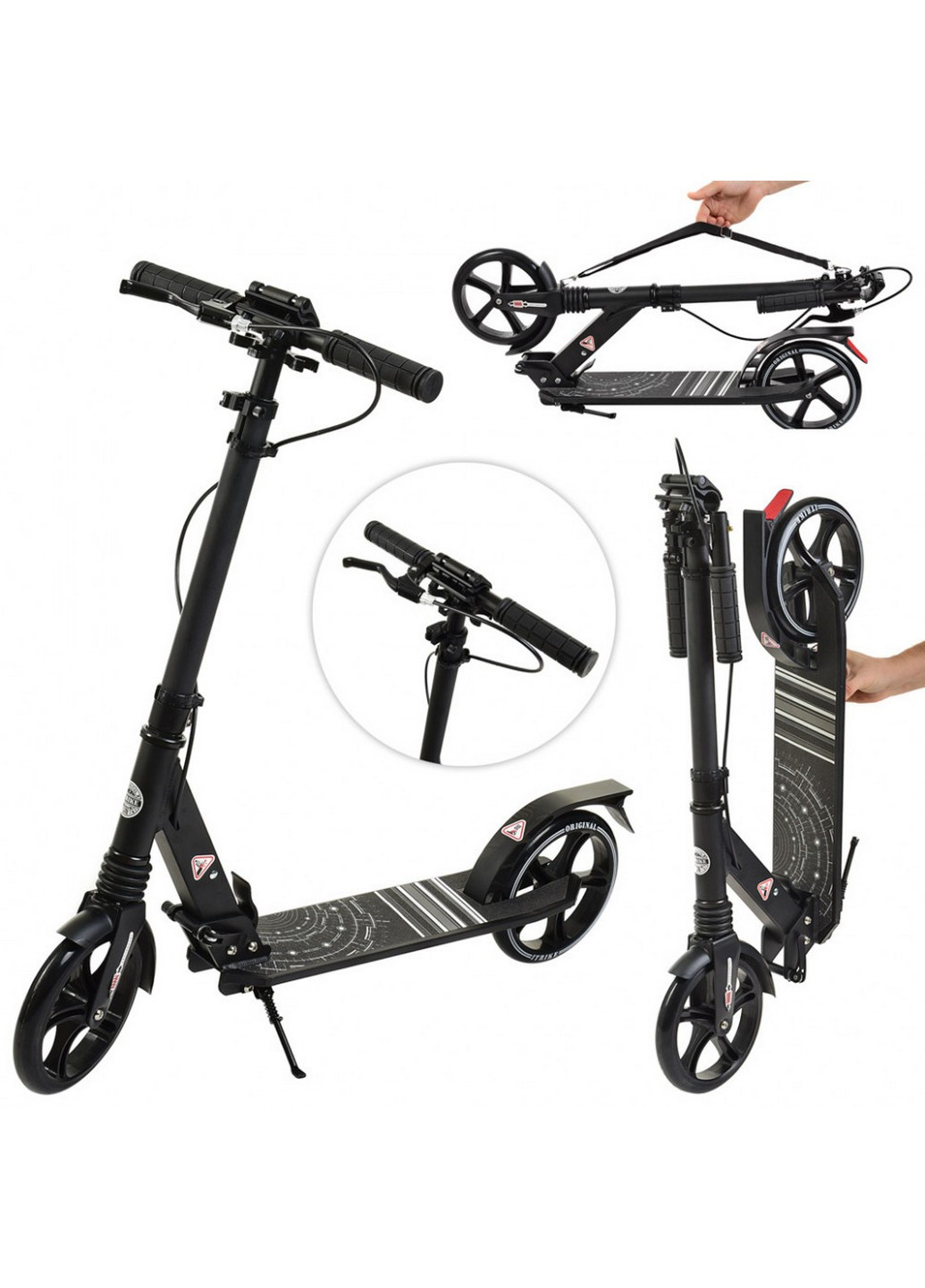 Самокат двухколёсный с подножкой и ручным тормозом 34х73х13 см iTrike (257201424)