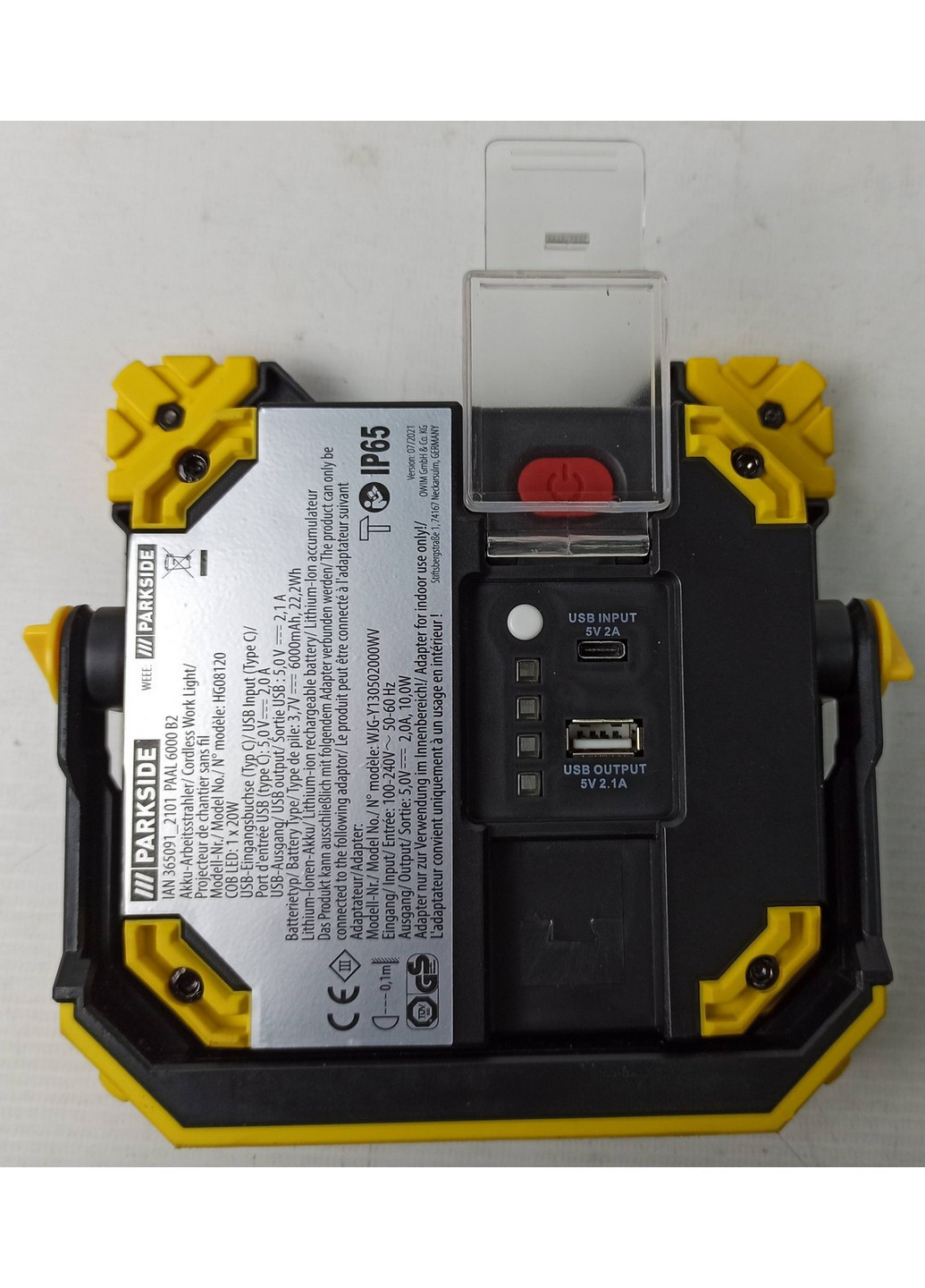 Лампа, ліхтар акумуляторна з вбудованим павербенком 3500 мАг 16,5 см Parkside (257201716)