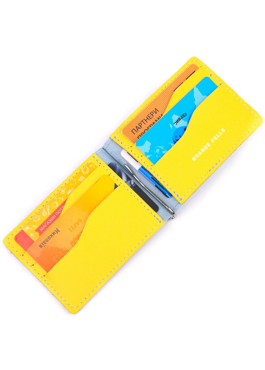 Затискач шкіряний 12х8х1 см Grande Pelle (257202329)