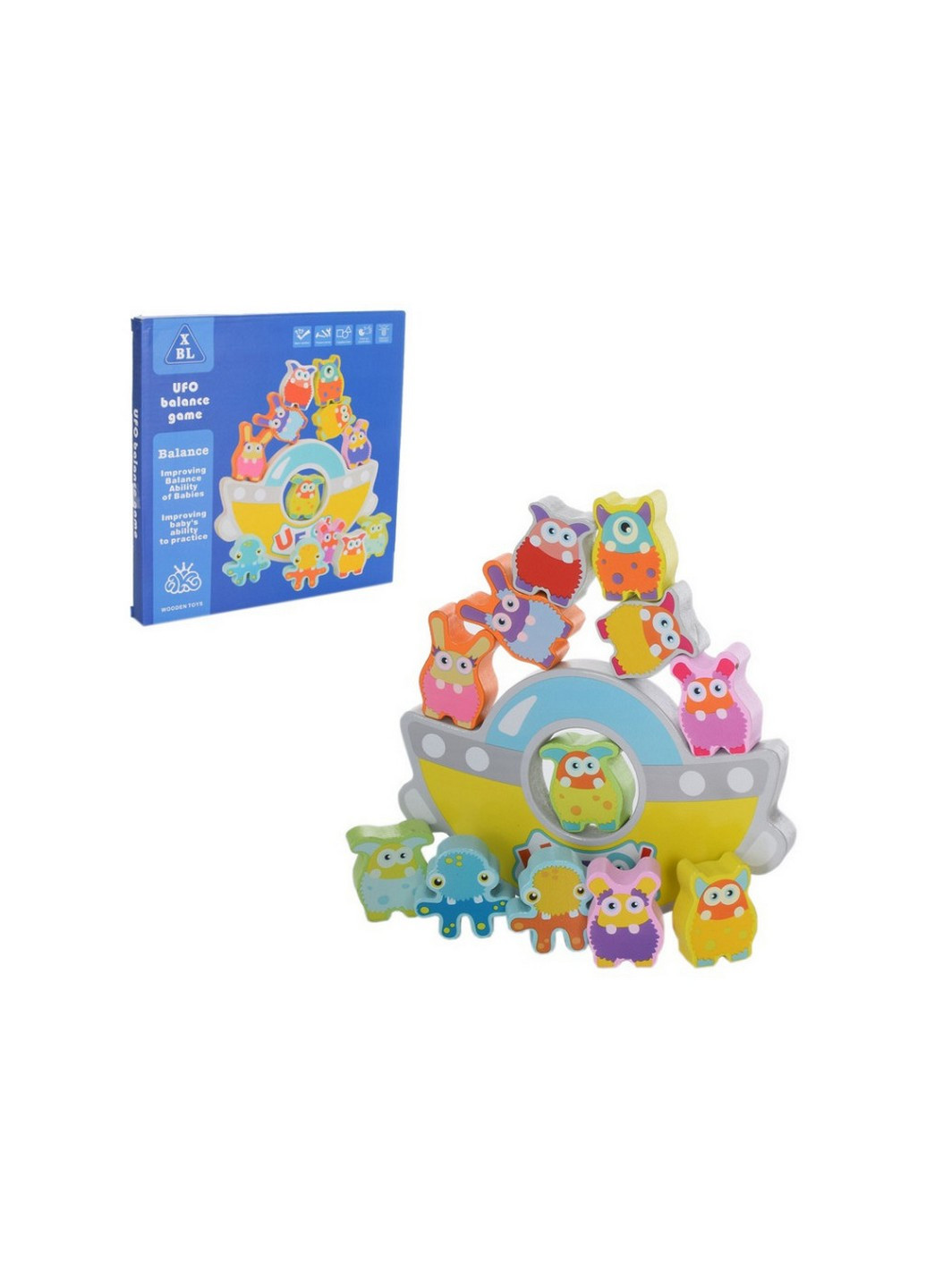 Дерев'яний балансир "Корабель" з фігурками тварин 23х23х2 см Bambi (257202126)