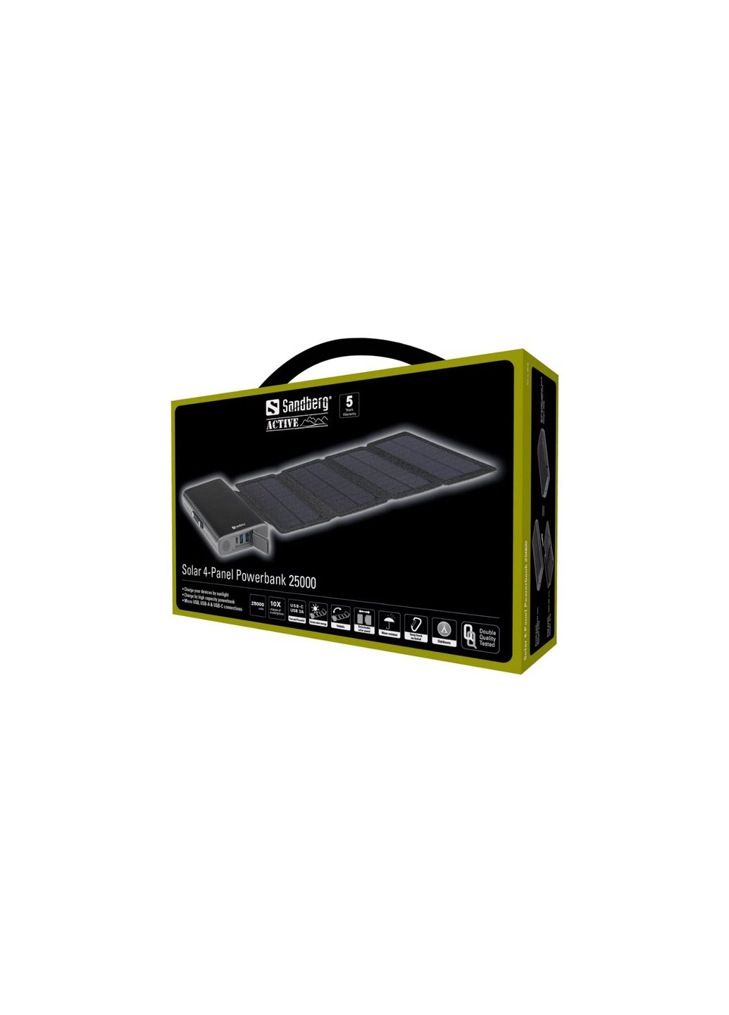 Батарея універсальна 25000mAh, Solar 4-Panel/8W, USB-C input/output(18W max), USB-A*2/3A(Max) (420-56) Sandberg (257257331)