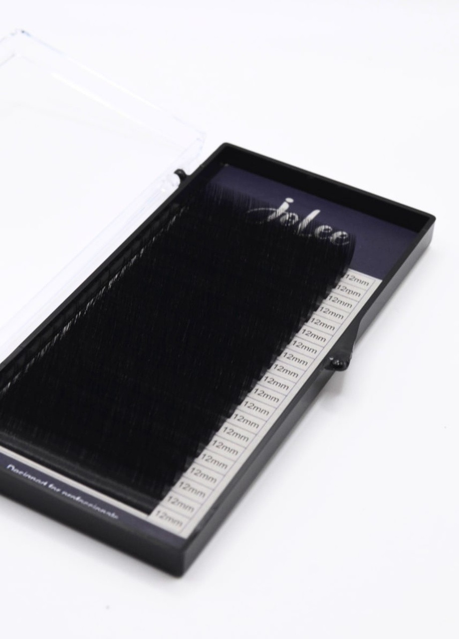 Ресницы для наращивания SUPER MINK LASH 20 линий одна длина черные, изгиб, толщина 0.07мм, длина 12мм JoLee C (257222688)