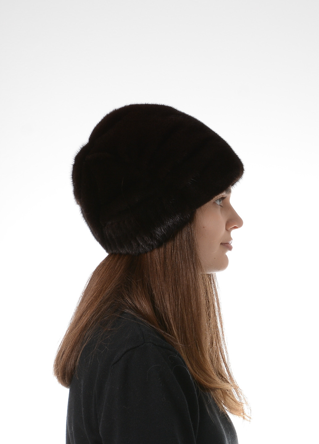 Жіноча зимова норкова шапка кубанка з цільного натурального хутра Меховой Стиль листок (257222730)