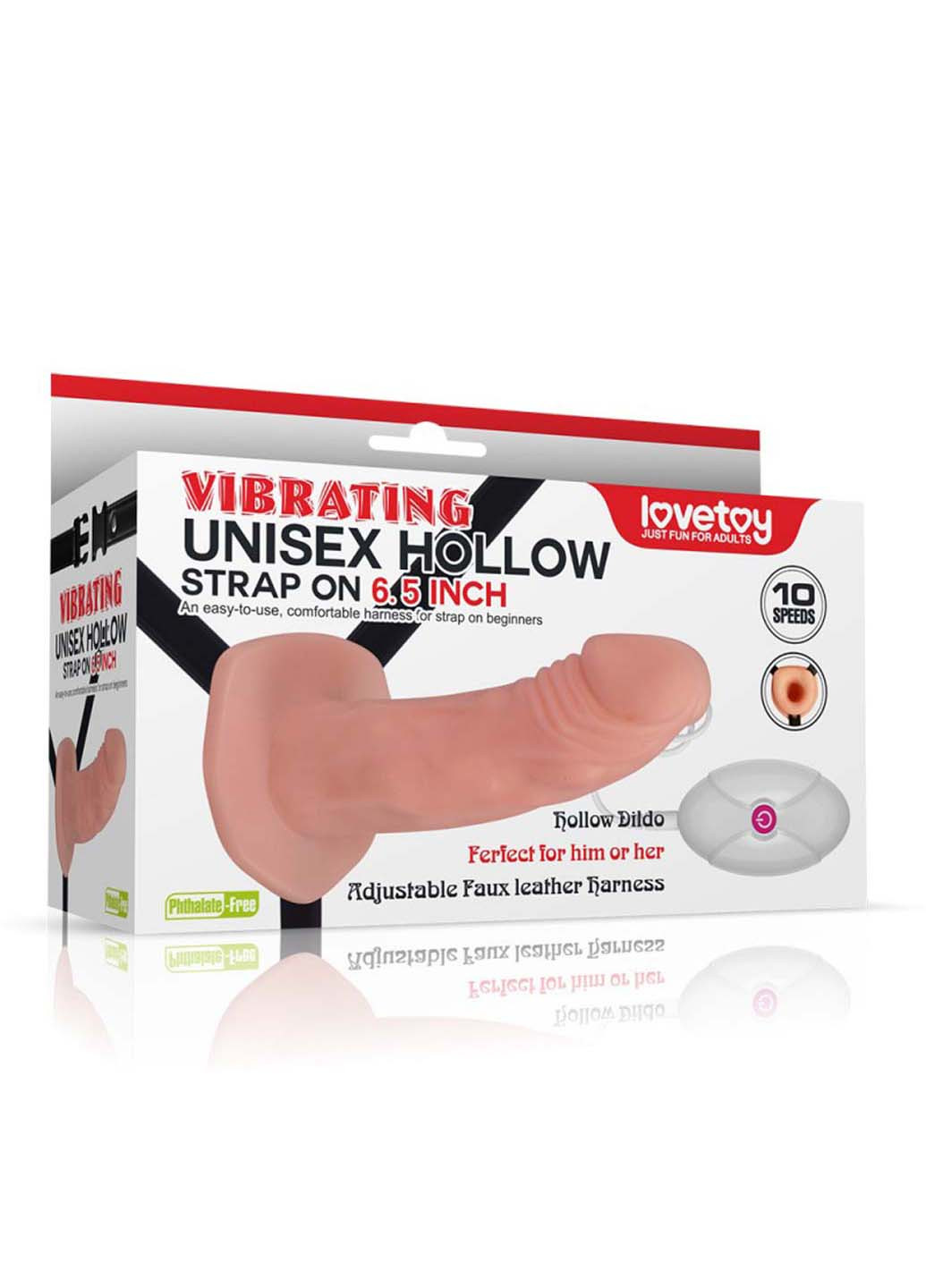 Страпон свибрацией и пультом управления Vibrating Unisex Hollow Strap On Lovetoy (257235816)