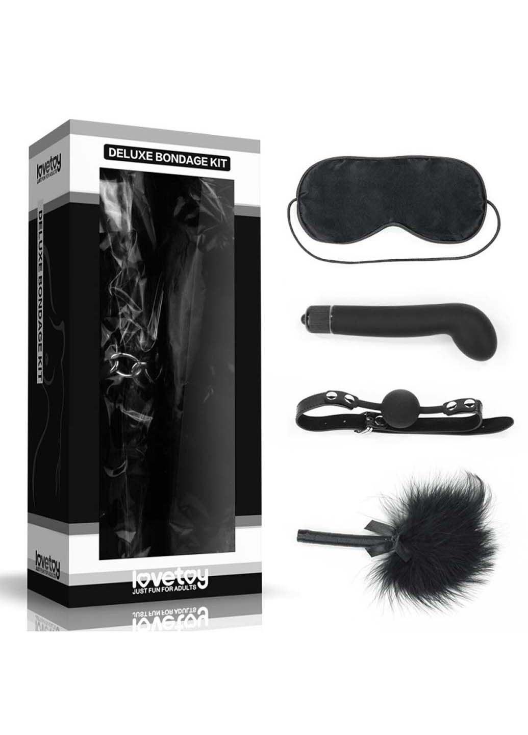 Набір для сексуальних бдсм ігор Deluxe Bondage Kit (маска, g-вібратор, кляп, тиклер) Lovetoy (257235852)