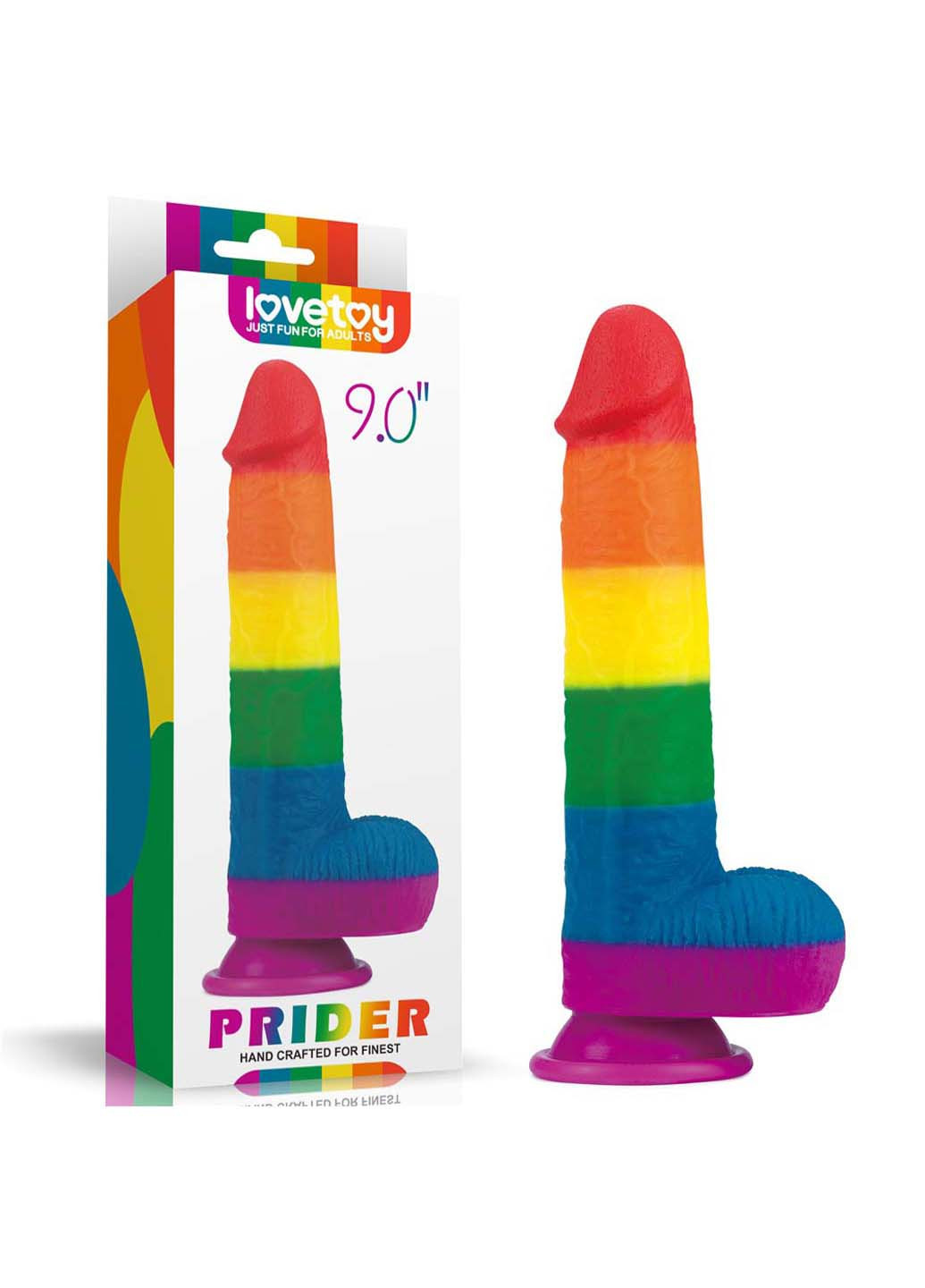 Фаллоимитатор на присоске радужный LGBT Prider Dildo 9.0 Lovetoy (257235836)