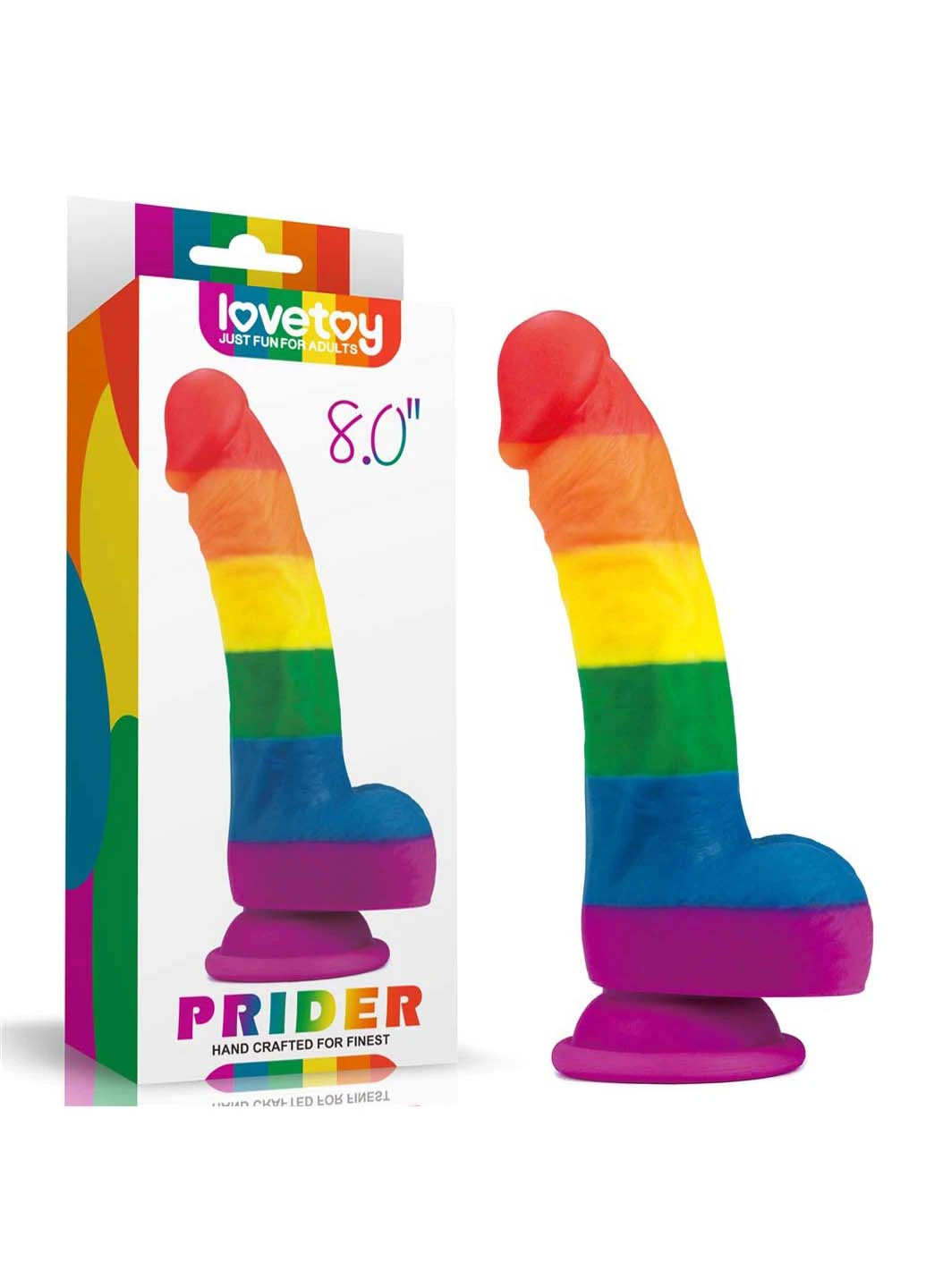 Фалоімітатор на присосці райдужний LGBT Prider Dildo 8.0 Lovetoy (257235892)