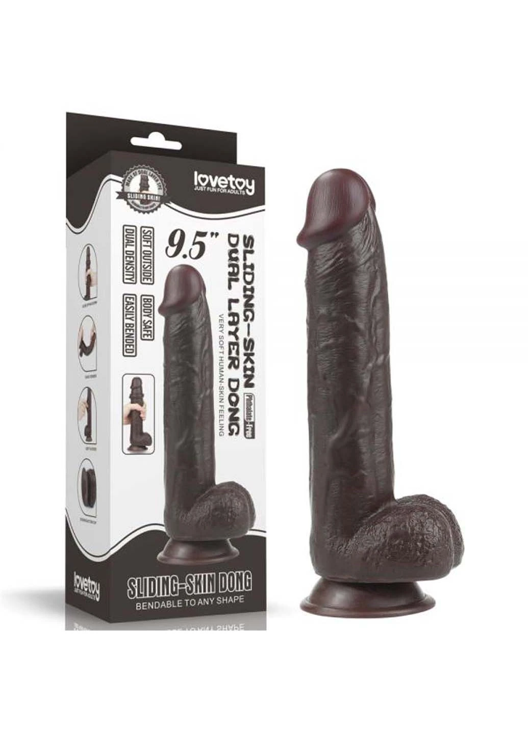 Фаллоимитатор на присоске Sliding Skin Dual Layer Dong 9.5 Lovetoy (257235825)