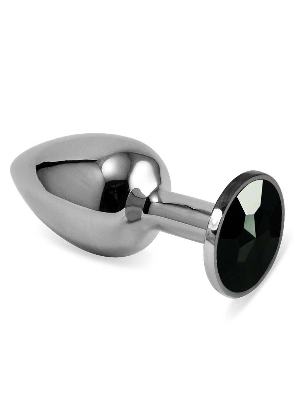 Гладка анальна пробка із чорним каменем Silver Rosebud Classic Metal Plug Small Lovetoy (257235837)