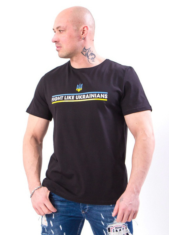 Чорна футболка чоловіча “україна” 44 чорний (герб) (-001-33-у-v15) Носи своє 8073