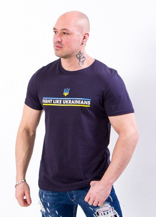 Синя футболка чоловіча “україна” 44 чорний (герб) (-001-33-у-v15) Носи своє 8073