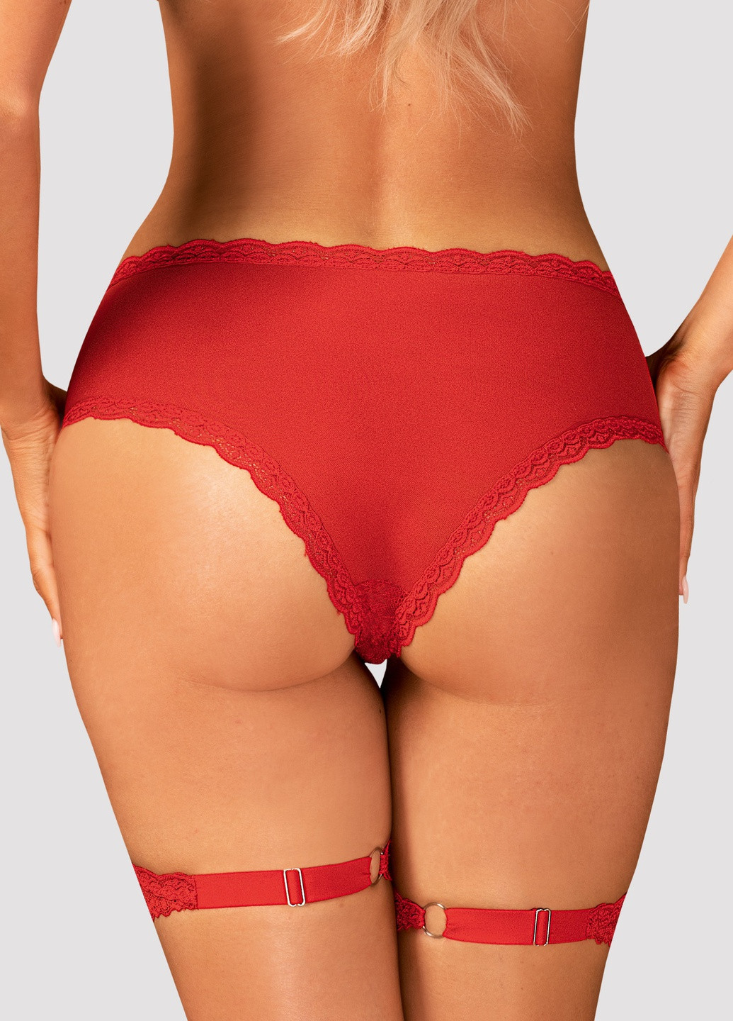 Красный трусики з підвязками belovya garter pantie Obsessive