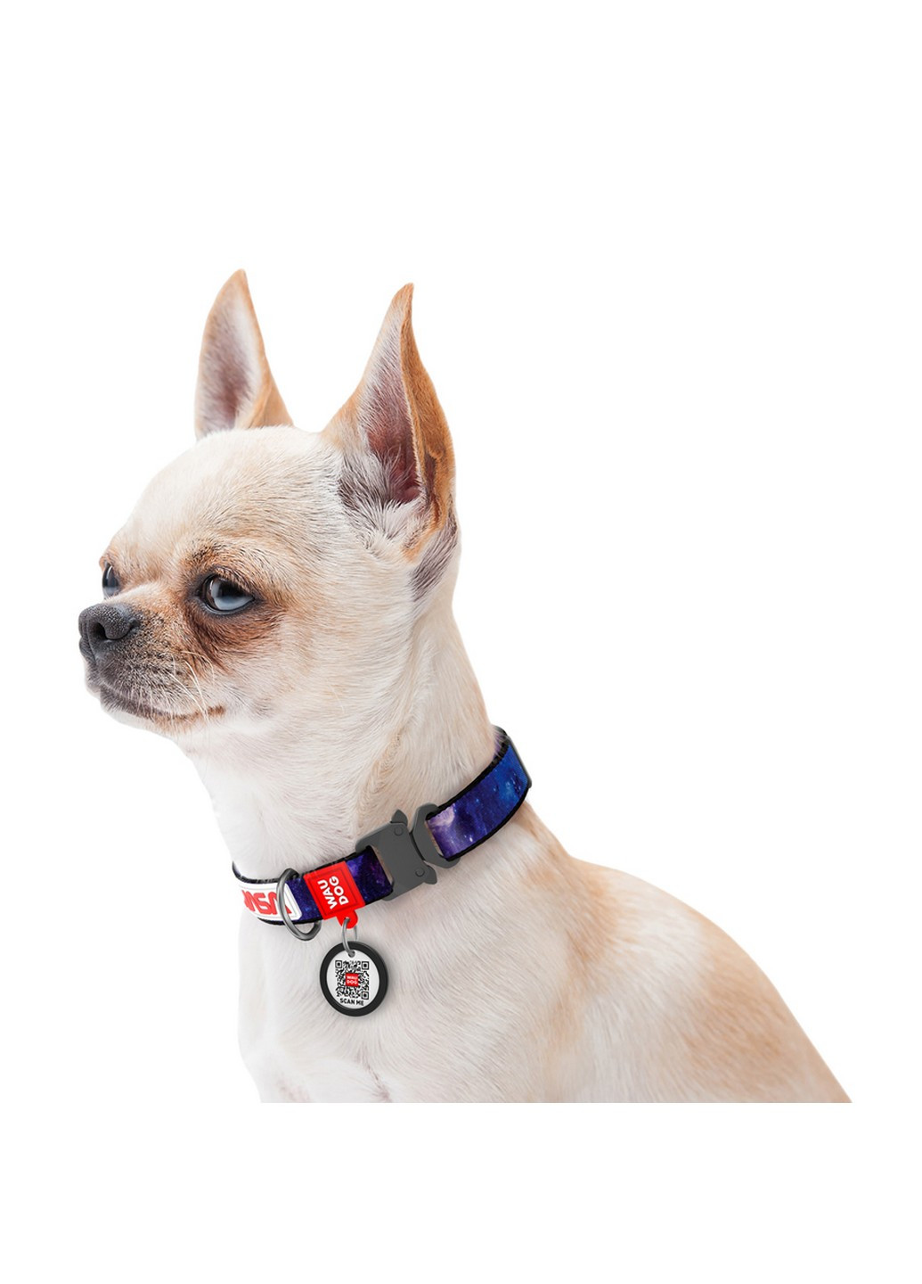 Стильний нашийник для собак нейлоновий з QR-паспортом, малюнок "NASA21" L WAUDOG (257247155)
