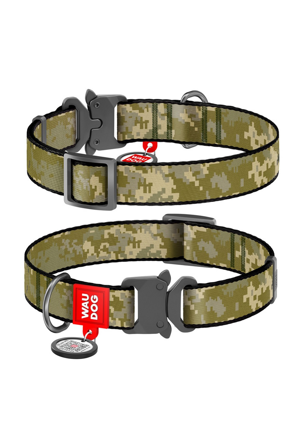 Стильный ошейник для собак нейлоновый c QR-паспортом, рисунок "Милитари" M WAUDOG (257247903)