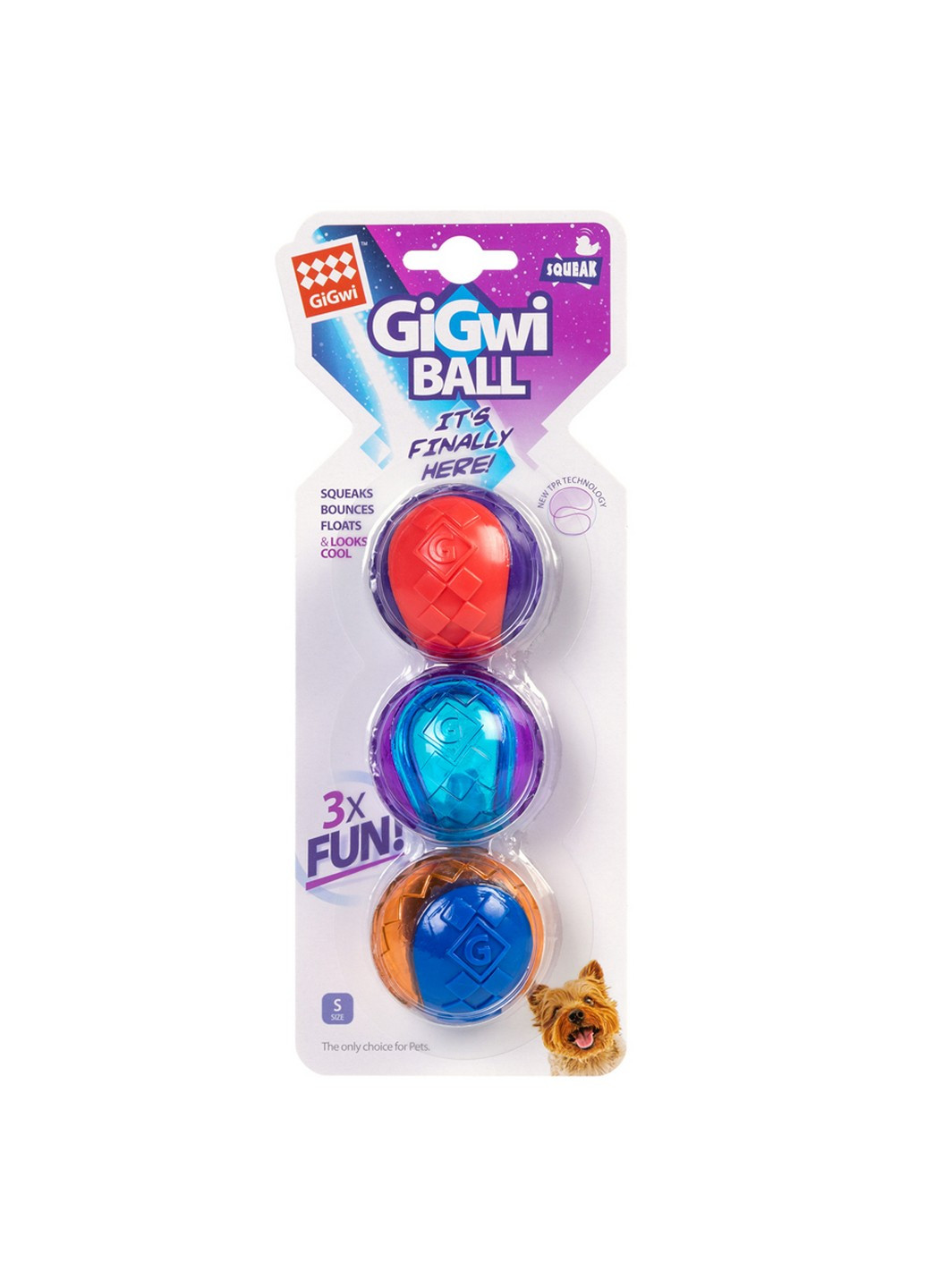 Игрушка Три мяча с пищалкой для собак 5 см GiGwi (257248448)