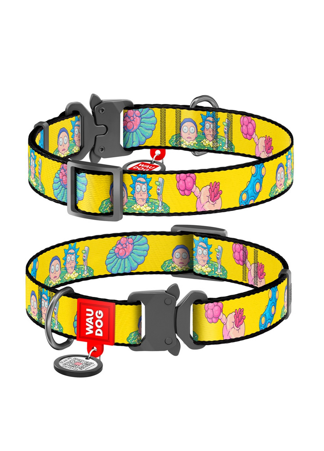 Стильный ошейник для собак нейлоновый с QR паспортом, рисунок "Рик и Морти 1" XXL WAUDOG (257247769)