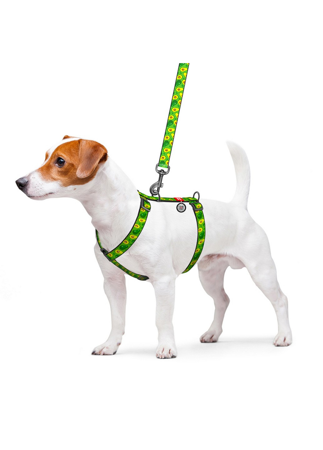 Підтримуюча шлейка для собак анатомічна H-подібна з QR-паспортом, малюнок "Авокадо" L WAUDOG (257249746)