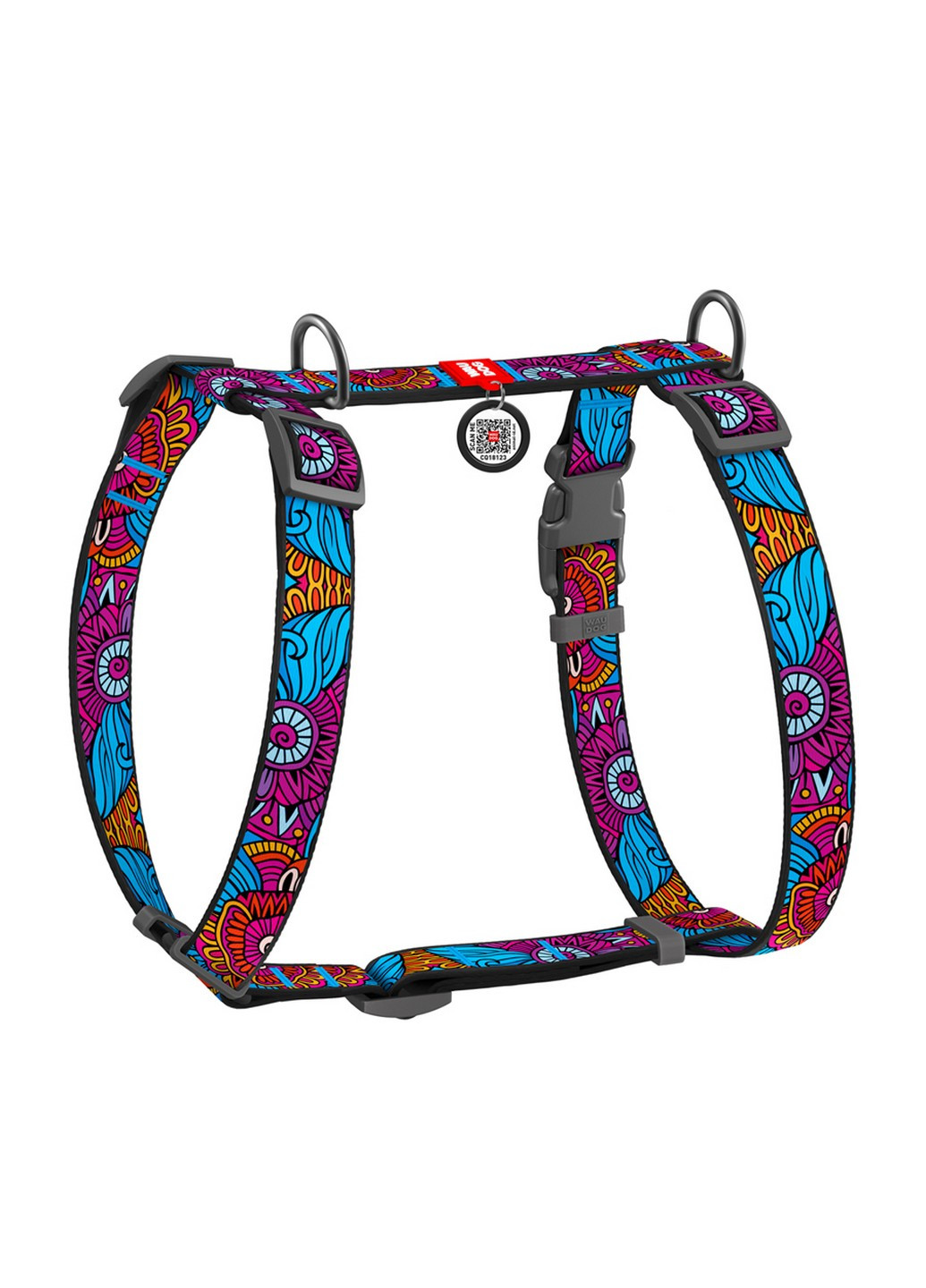 Поддерживающая шлея для собак анатомическая H-образная с QR-паспортом, рисунок "Лето" S WAUDOG (257249982)
