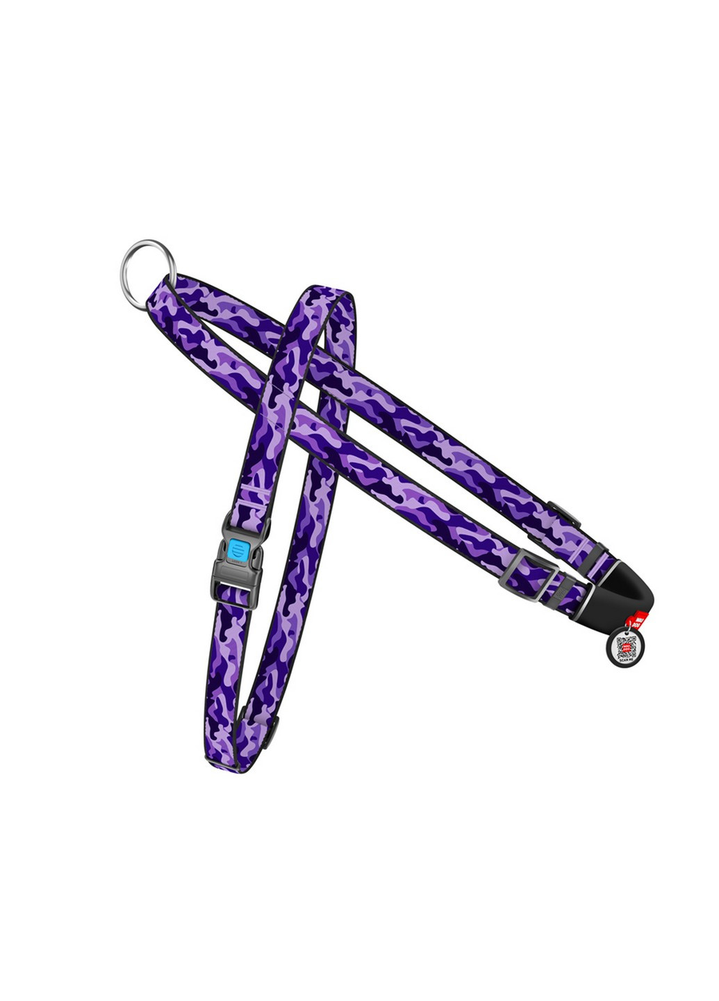 Підтримуюча шлейка для собак швидкознімна з QR паспортом, малюнок "Фіолетовий камо" M WAUDOG (257248037)