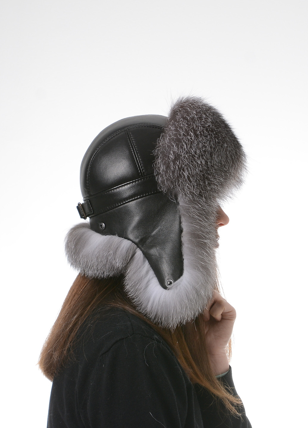 Унисекс меховая зимняя шапка ушанка из меха блюфроста Меховой Стиль Ушанка (257258760)