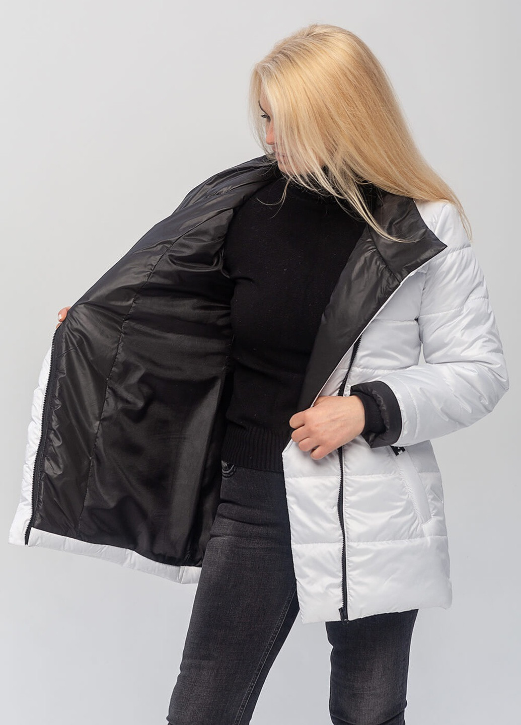 Белая демисезонная демисезонная женская куртка мартина с поясом MioRichi