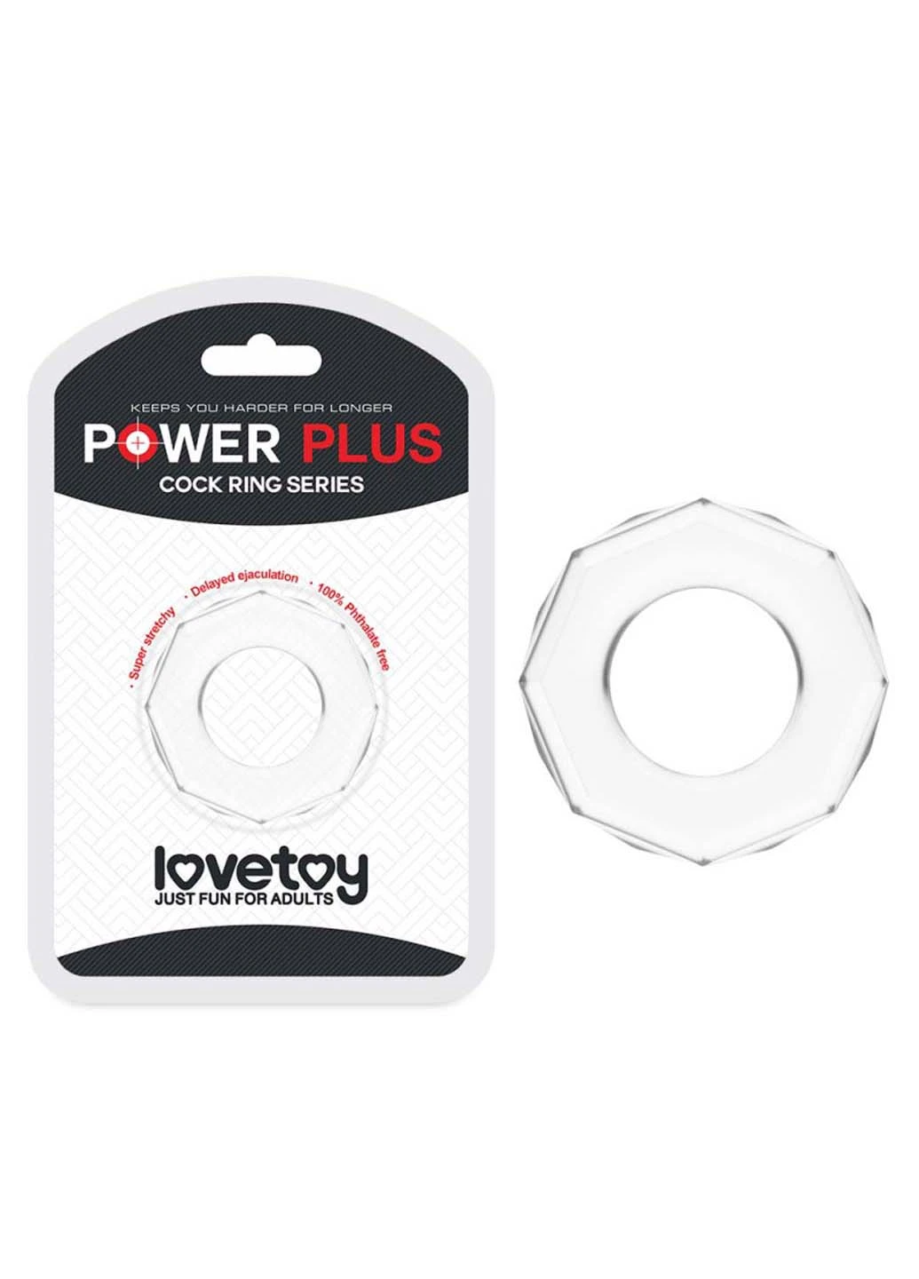 Прозоре ерекційне кільце у формі гайки Power Plus Cockring Lovetoy (257267350)