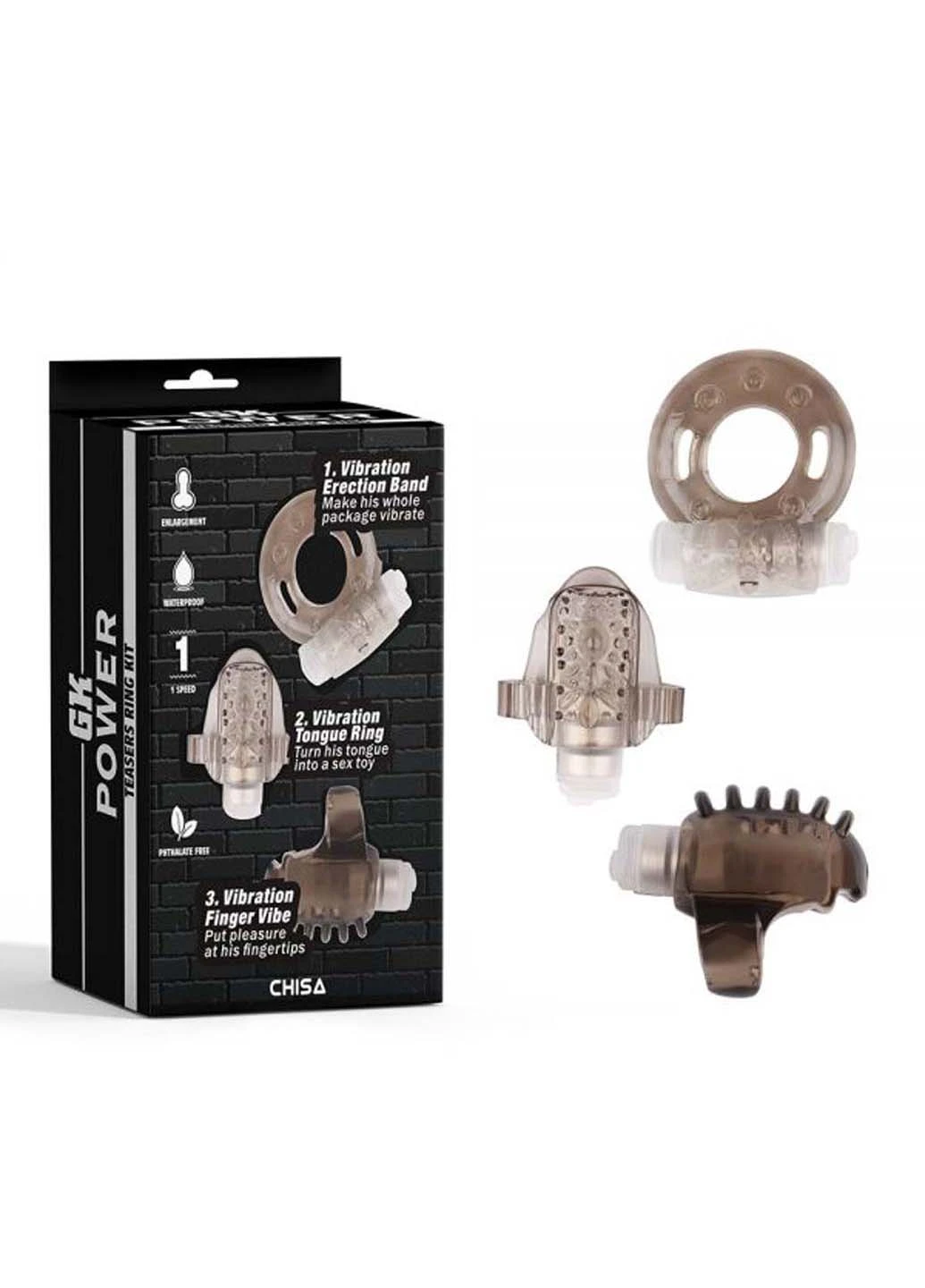 Набір ерекційних каблучок з вібрацією Teasers Ring Kit Chisa (257267341)