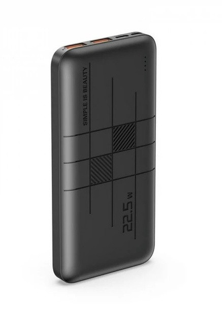 Портативний акумулятор Power Bank PR187 USB 22.5 W + USB Type-C 20W 10000mAh Чорний XO (257267886)