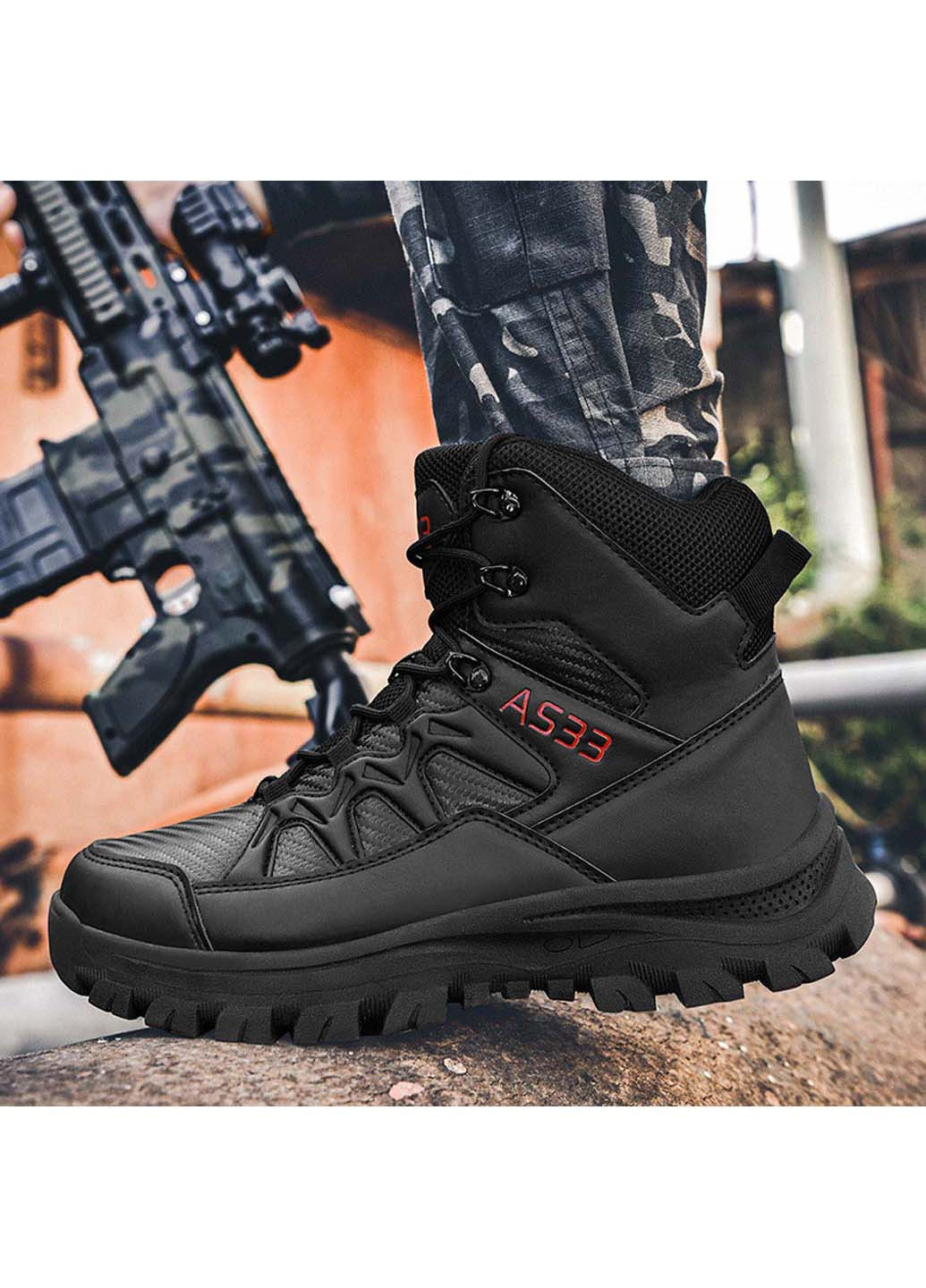 Черные осенние ботинки тактические gz706 Lesko