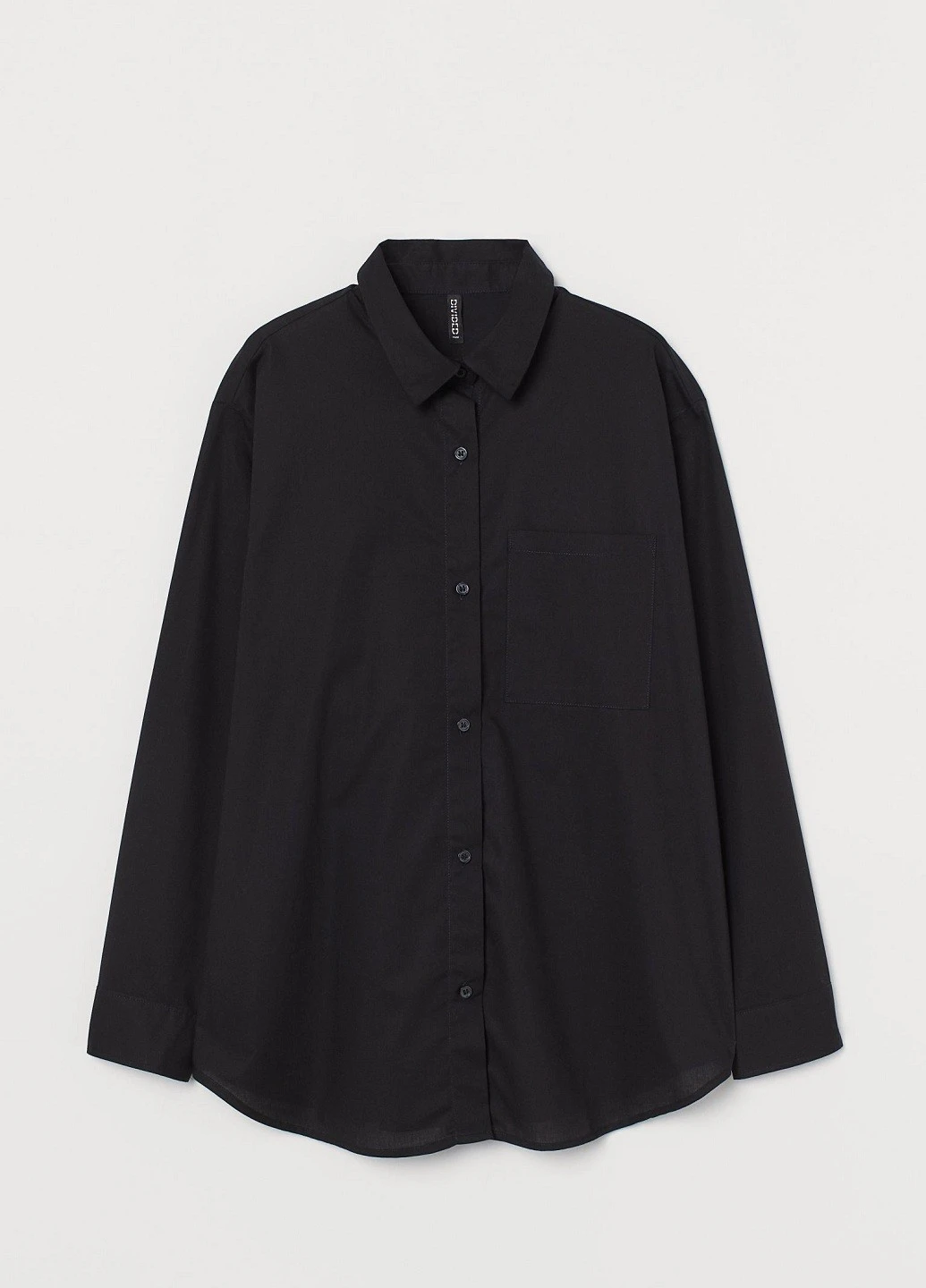 Черная кэжуал рубашка однотонная H&M