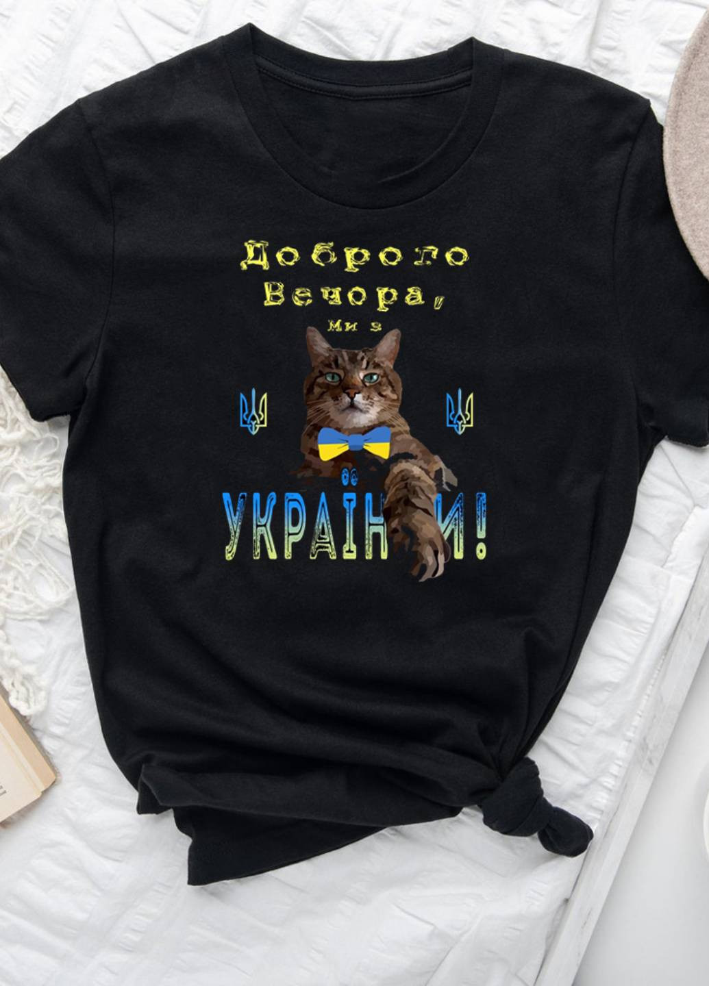 Чорна демісезон футболка жіноча чорна котики україни Love&Live