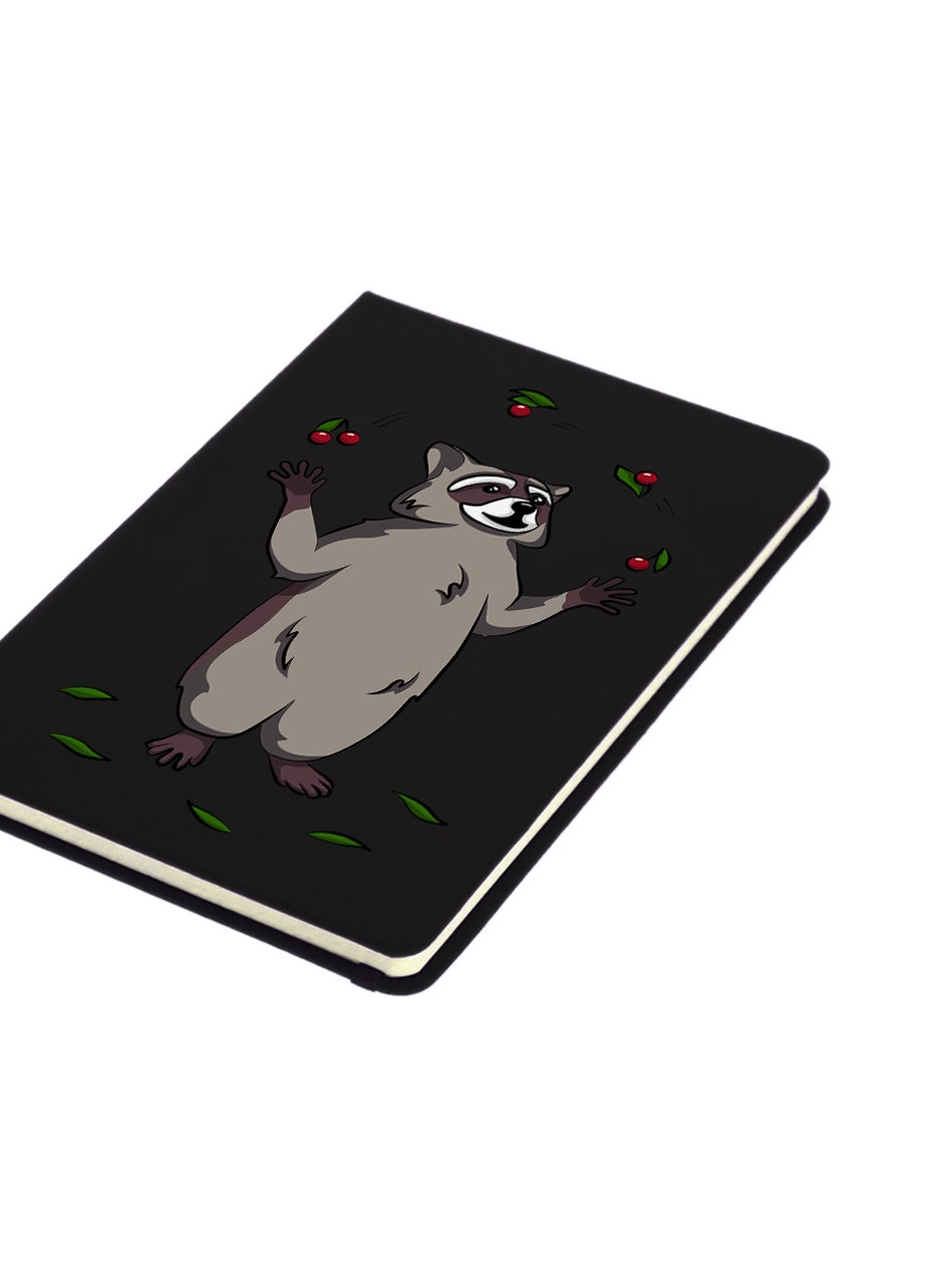 Блокнот А5 Енот с вишнями Черный (92228-3925-BK) MobiPrint (257321362)