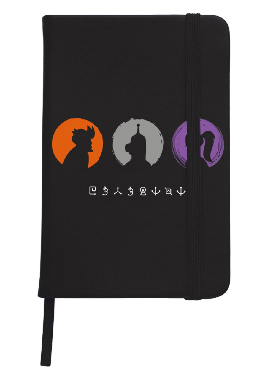 Блокнот А5 Бендер, Филип Дж. Фрай и Лила Футурама (Bender, Philip J. Fry and Leela Futurama) Черный (92228-2865-BK) MobiPrint (257322274)