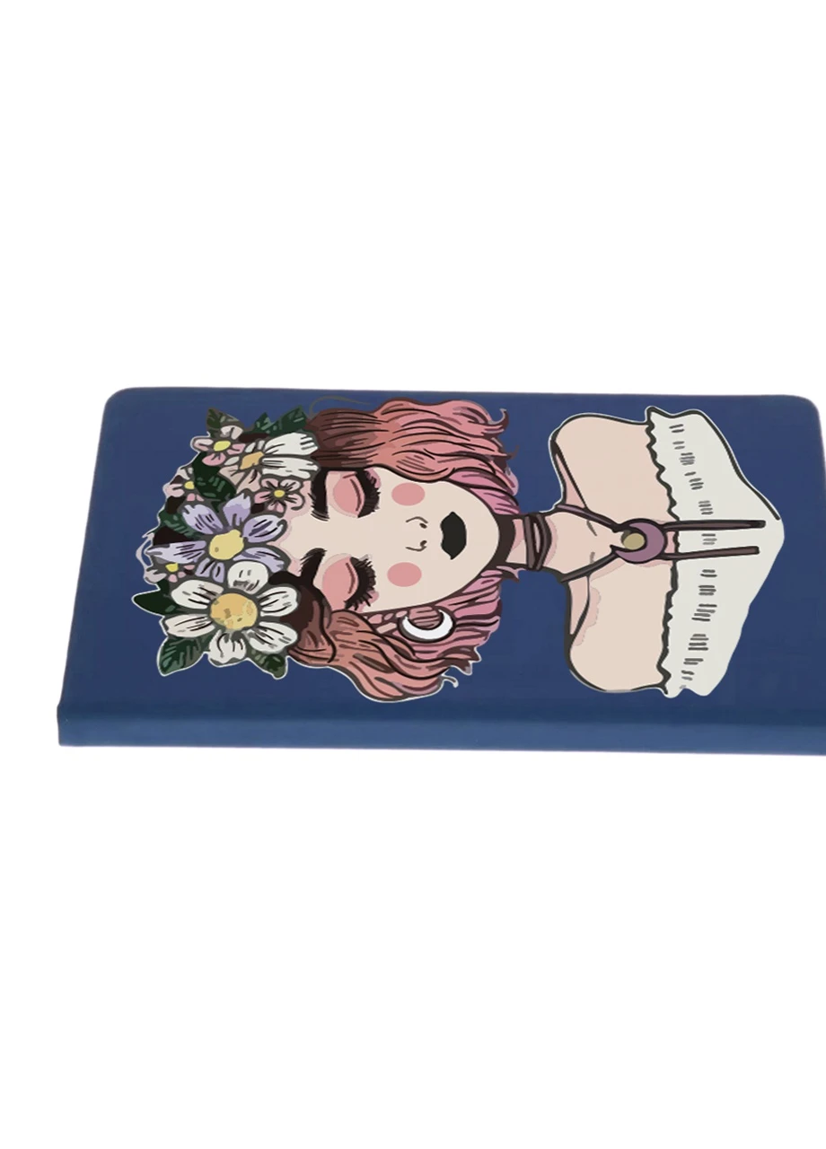 Блокнот А5 Дівчина з квітами (Girl with flowers) Темно-синій (92228-2841-NB) MobiPrint (257326150)