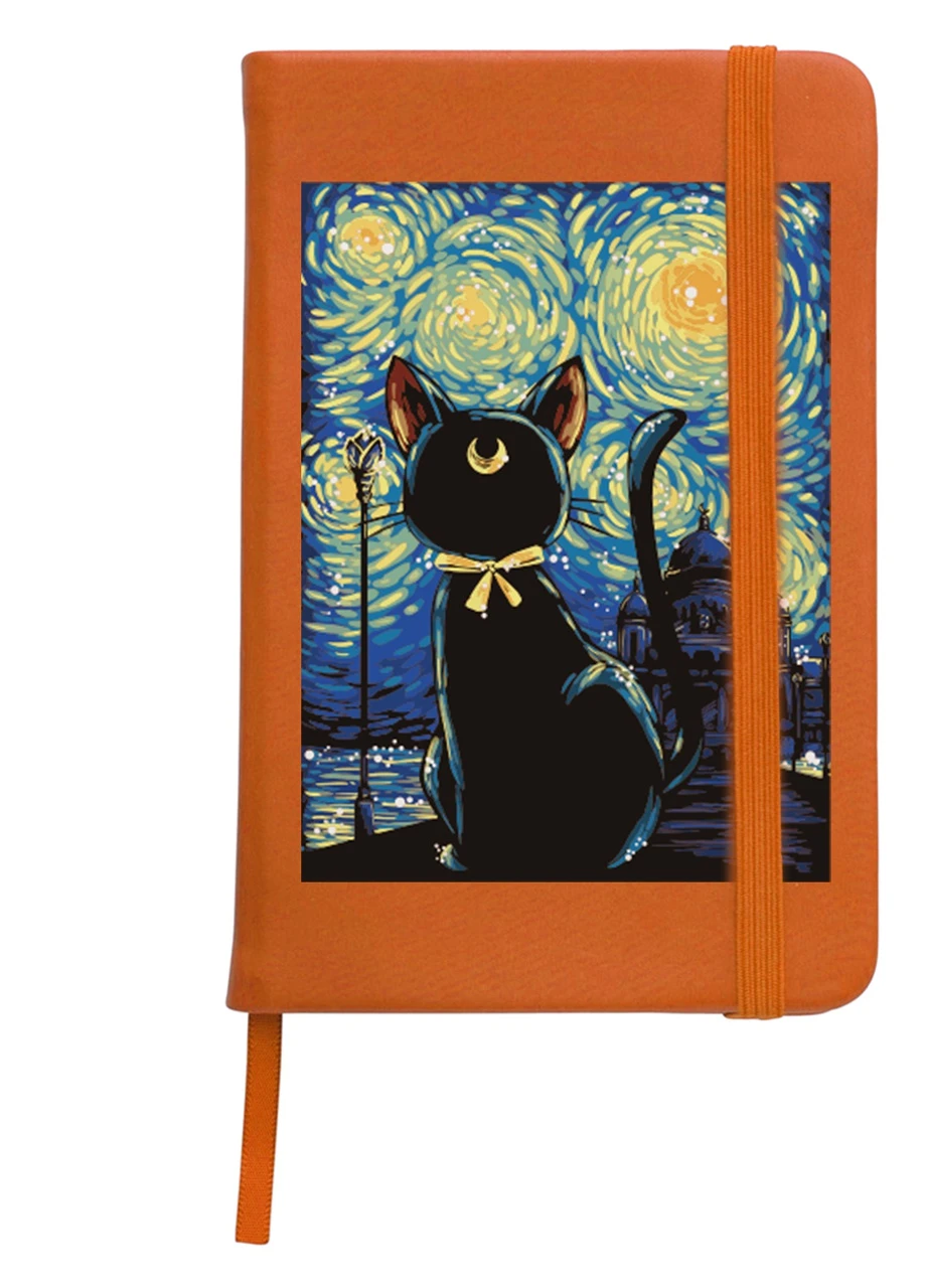 Блокнот А5 Кошка Луна Сейлор Мун и Звездная Ночь Ван Гог (anime Sailor Moon Cats and van Gogh) Оранжевый (92228-2923-OG) MobiPrint (257322783)