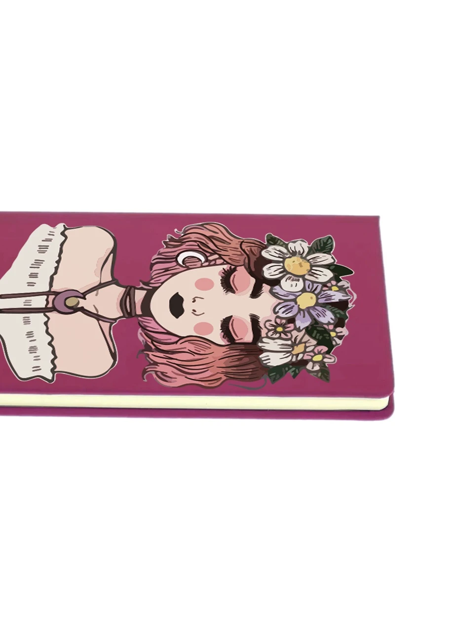 Блокнот А5 Дівчина з квітами (Girl with flowers) Малиновий (92228-2841-FU) MobiPrint (257323116)