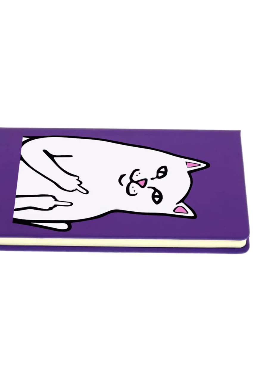 Блокнот А5 мем Белый Кот с пальцем (meme Cat Middle finger) Фиолетовый (92228-2851-PU) MobiPrint (257325032)