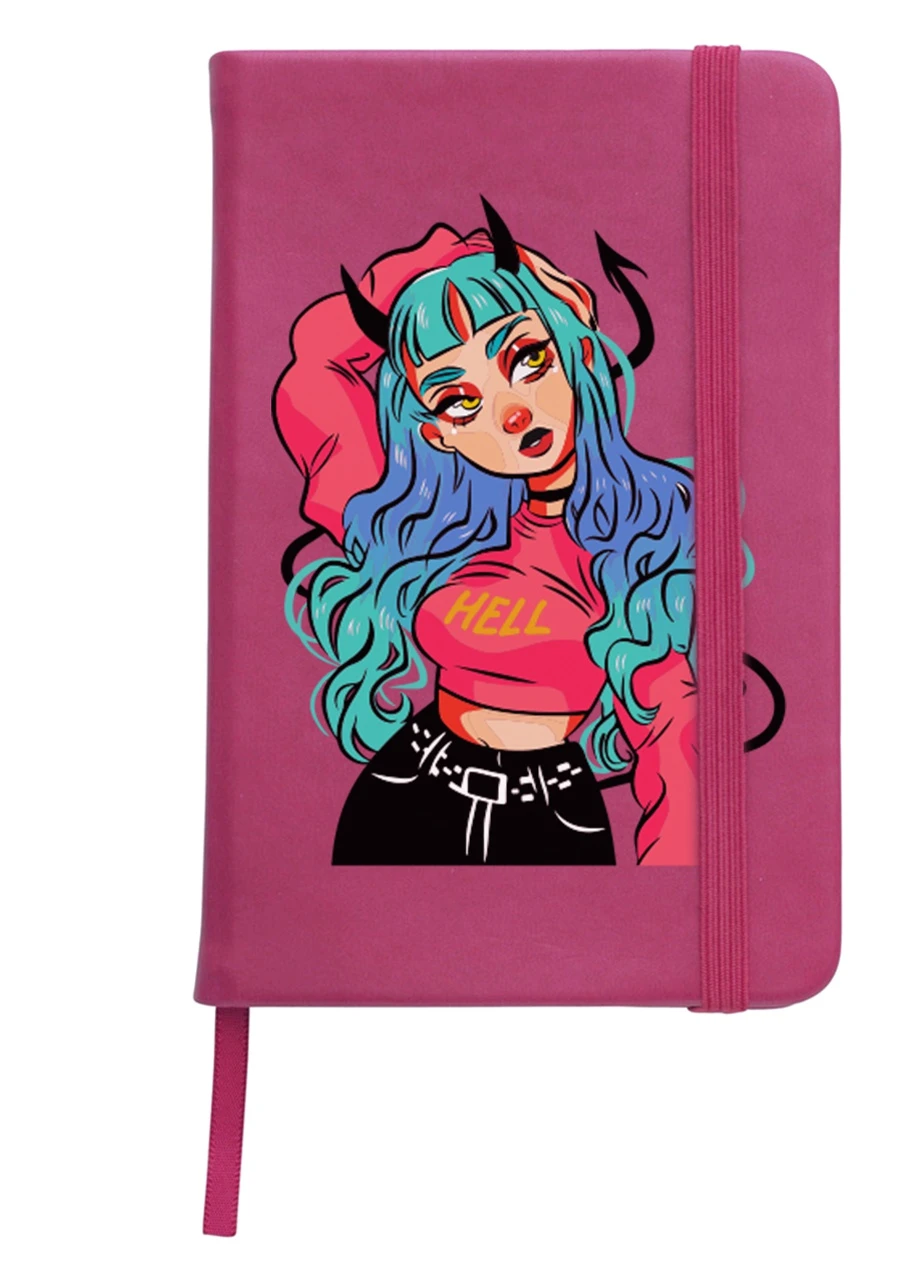 Блокнот А5 Дівчина демон (Cute Girl Illustration Art) Малиновий (92228-2838-FU) MobiPrint (257325267)