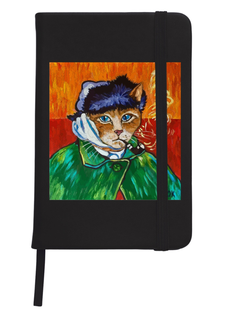 Блокнот А5 Кіт Вінсент Ван Гог (Vincent van Gogh Cat) Чорний (92228-2958-BK) MobiPrint (257321685)
