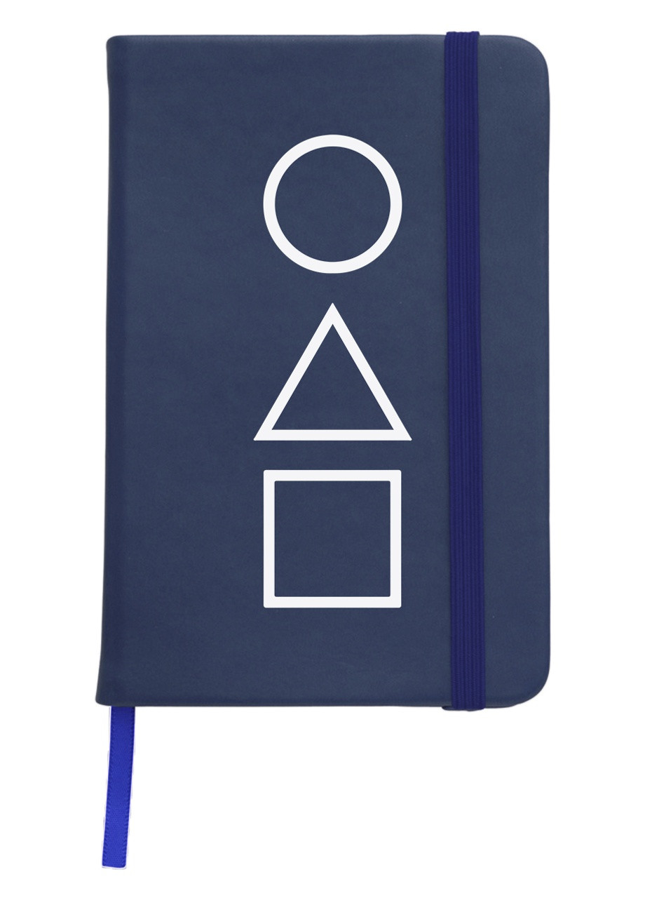 Блокнот А5 Трикутник Квадрат Коло Гра в кальмара (Squid Game) Темно-синій (92228-3374-NB) MobiPrint (257324088)