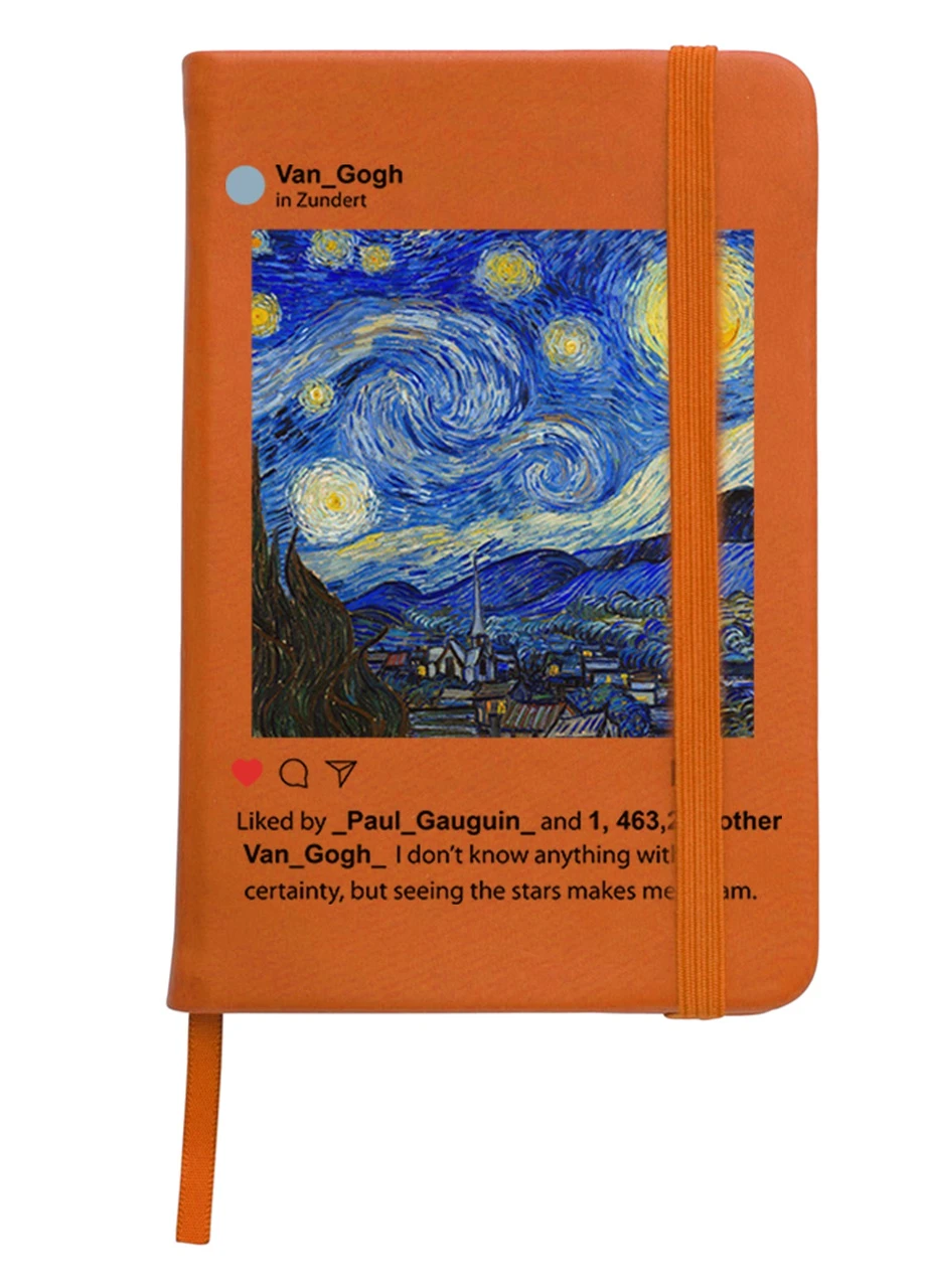 Блокнот А5 Инстаграм Звёздная ночь Винсент Ван Гог (Instagram van Gogh) Оранжевый (92228-2965-OG) MobiPrint (257325785)
