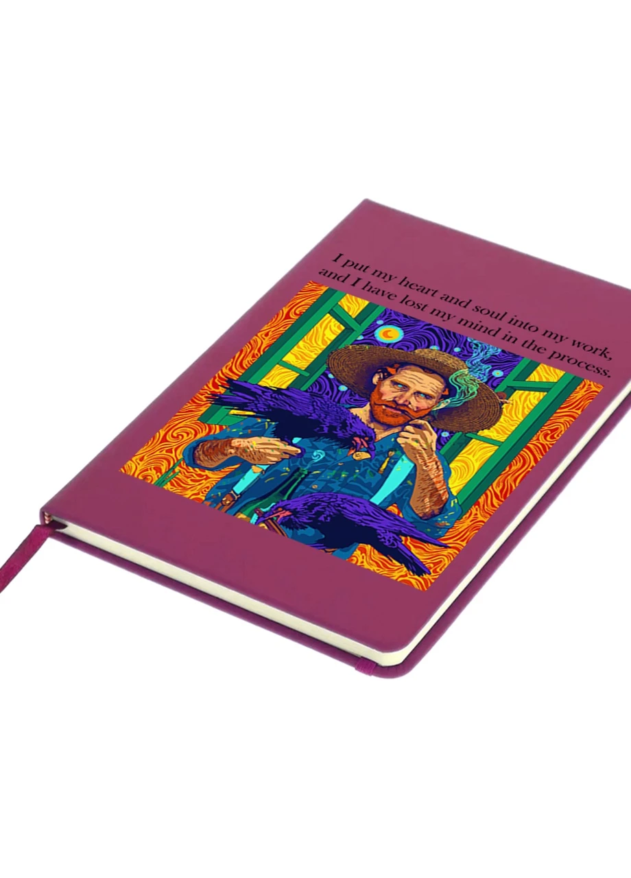 Блокнот А5 Вінсент Ван Гог Ворон (Vincent van Gogh) Малиновий (92228-2961-FU) MobiPrint (257323897)