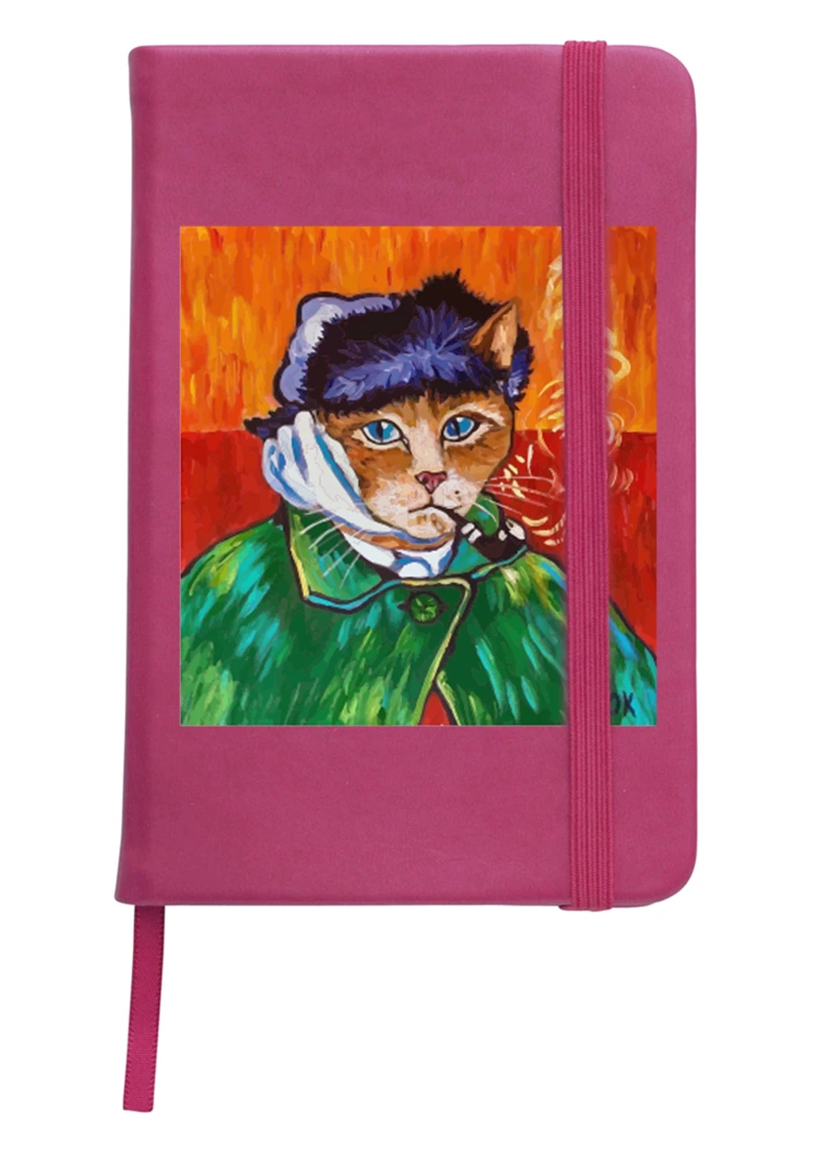 Блокнот А5 Кіт Вінсент Ван Гог (Vincent van Gogh Cat) Малиновий (92228-2958-FU) MobiPrint (257321572)