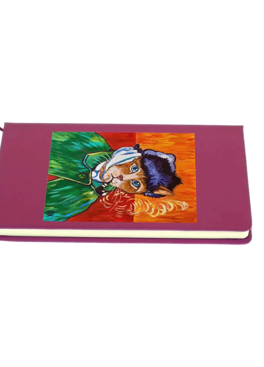 Блокнот А5 Кіт Вінсент Ван Гог (Vincent van Gogh Cat) Малиновий (92228-2958-FU) MobiPrint (257321572)