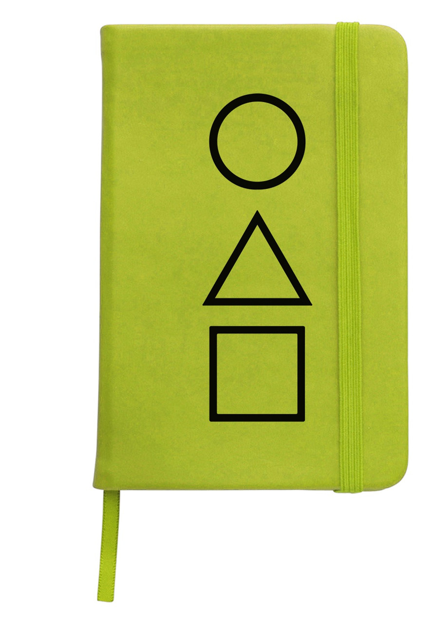 Блокнот А5 Трикутник Квадрат Коло Гра в кальмара (Squid Game) Салатовий (92228-3374-LM) MobiPrint (257326563)